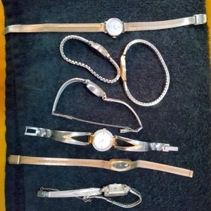 Vintage brand-name women's watches. Bundle of 7- to restore or for parts.